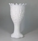 Vtg  Westmoreland White Lily of the Valley Milk Glass Footed Vase 7” AK