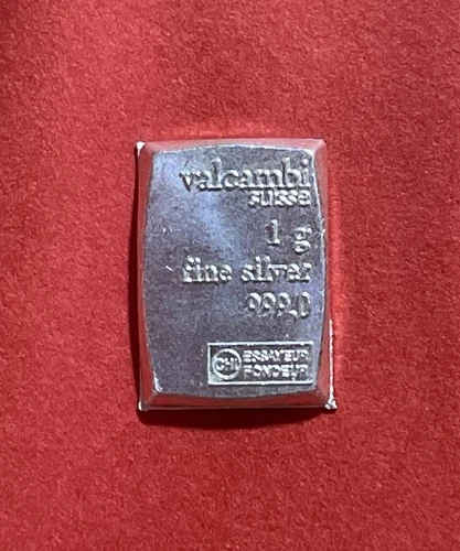 Solid Silver Bar, Fine .999 1 Gram Bar Of Valcambi Silver, Great Investment