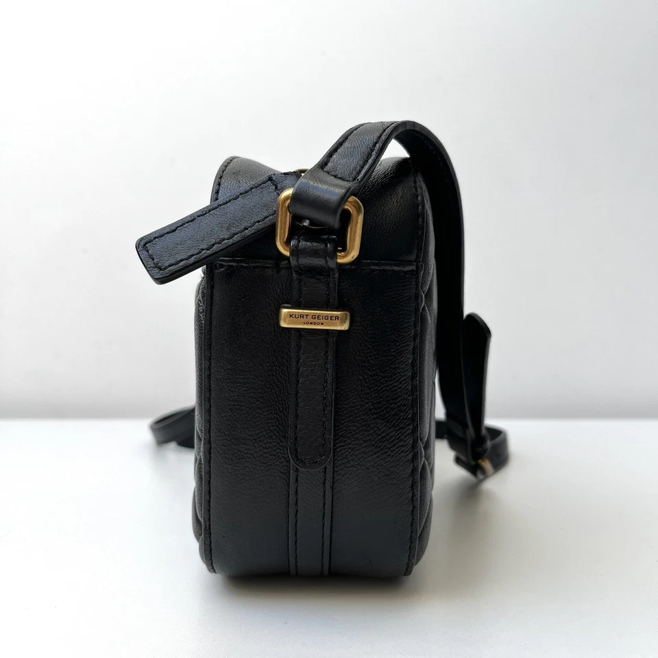 KURT GEIGER LONDON Brixton Black Quilted Leather Small Camera Crossbody Bag - Image 3 of 4