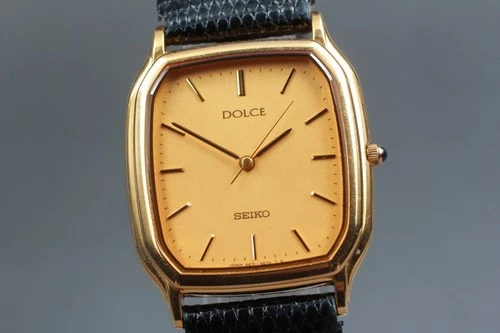 1997 Vintage SEIKO Dolce 5E31-5B30 Quartz Gold Dial Men's Watch with New Battery