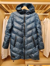 BIMBA Y LOLA RAIN COAT SMALL TEAL BLUE DOWN feather PADDED PUFFER WOMENS JACKET