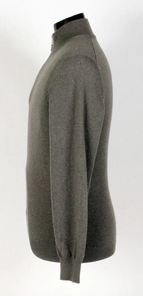 Brunello Cucinelli Cashmere 1/2 Zip Sweater - Greenish Gray - L - $1350 Retail - Image 3 of 4