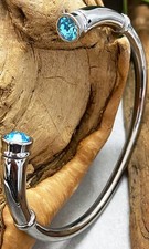 Jeweled Bangle with Crystal Stones - Light Sapphire Blue- 6"