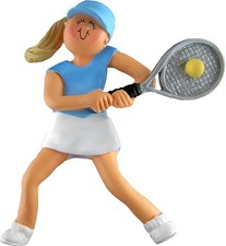 Tennis Female Blonde Personalized Christmas Tree Ornament