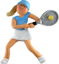Tennis Female Blonde Personalized Christmas Tree Ornament