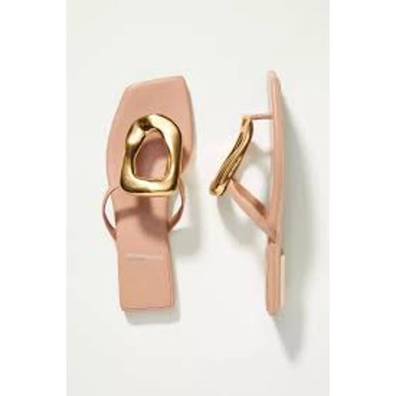 Sandalias JEFFREY CAMPBELL Linques Zapatos Deslizables ANTHROPOLOGIE Grueso Dorado Talla 10 Foto 2 de 4