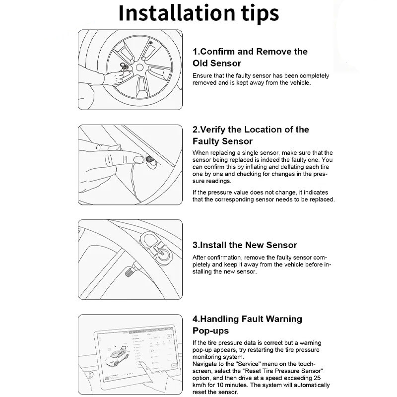 New 4pcs Tire Pressure Sensor TPMS 1472547 For Tesla Model 3 S X Y 1490750-01-B