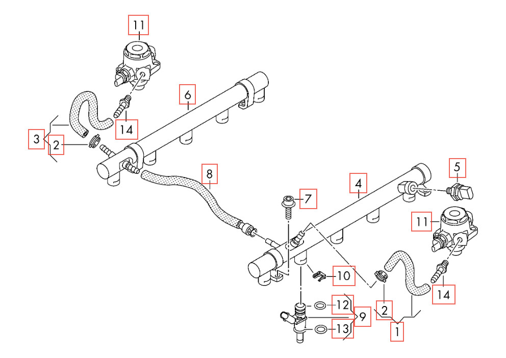 2017 2018 Audi R8 V10 Plus Left Fuel Rail 07L133681T
