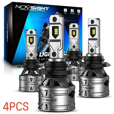 NOVSIGHT 9005 + 9006 LED Headlight Bulbs Lamp 6500k High Low Beam Bright 4pcs