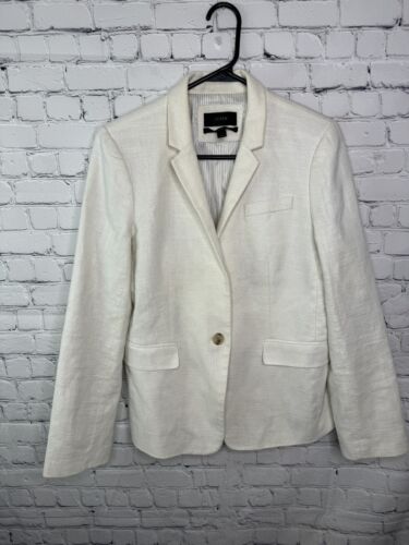 J Crew Blazer Womens 10 One Button Metallic Linen 