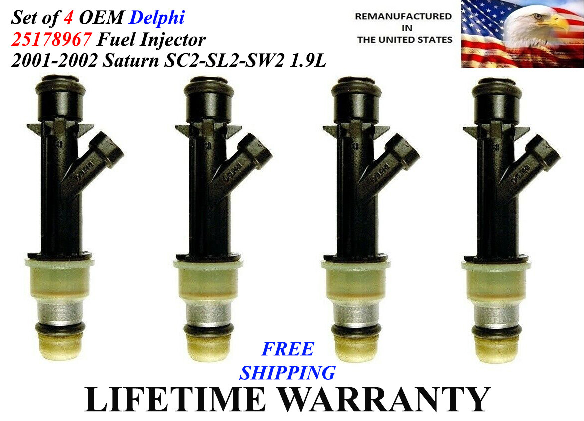 Remanufactured Delphi Fuel Injector Set (4) For 2001-2002 Saturn 1.9L I4 – 25178967 - View #3