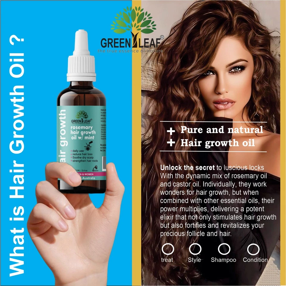 Hair Growth oil with Rosemary & Mint, Made in Australia With 100% Pure Natural - image 3 of 4