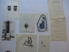 COLLECTION OF FOUND DRAWINGS 1950'S NUDE OLD CUBIST CUBISM ABSTRACT MODERNISM