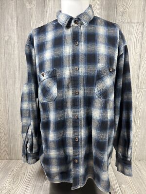 CE Schmidt Workwear Blue Flannel Long Sleeve Button Up Shirt Mens SZ 3XL
