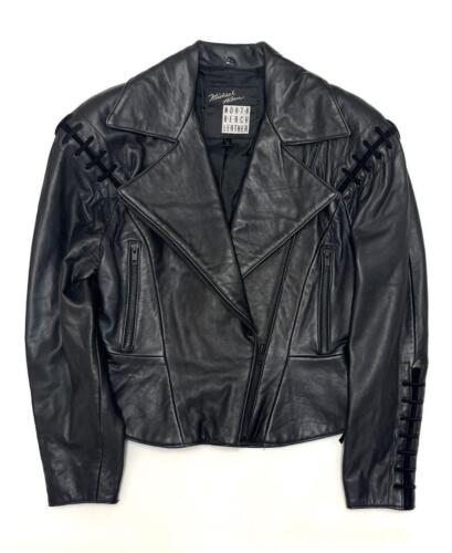 North beach michael hoban leather jacket Biker Moto Rider Black 5/6