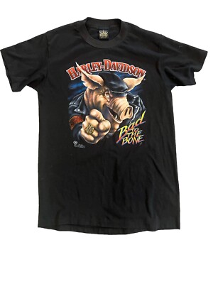 3d emblemHarley-Davidsonイーグル Tシャツ 1987年製 Vintage 1987 3D Emblem Harley Davidson T-shirt Black L/XL 80s Bald