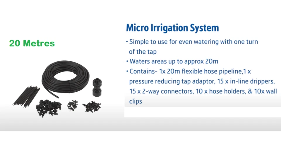 MICRO IRRIGATION DRIP KIT AUTOMATIC TAP GARDEN PLANT GREENHOUSE WATER SYSTEM 20M - image 4 of 4