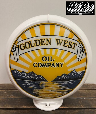 #ad #ad GOLDEN WEST GASOLINE Reproduction 13.5quot; Gas Pump Globe White Body $175.00