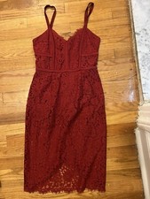 Express Dress Womens Size 4 Red Sleeveless Formal Lace Zipper Ladies Dress