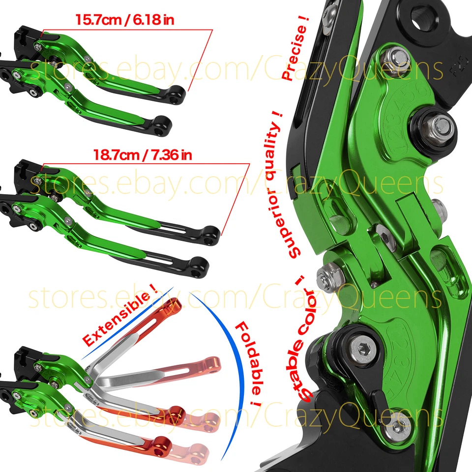 Palancas de freno de embrague para Kawasaki Ninja ZX6R/636 2007-2018 2017 2016 2015 14 13 Foto 2 de 4