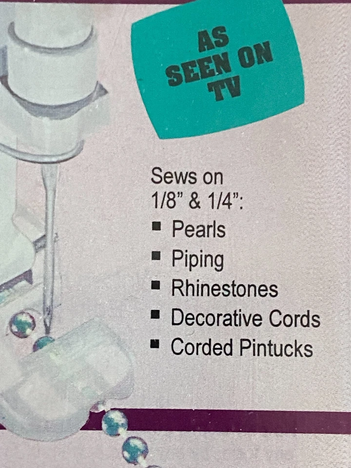 Creative Feet ~Pearls 'N Piping Presser Foot for All Zigzag Sewing Machines ~New - Image 2 of 3