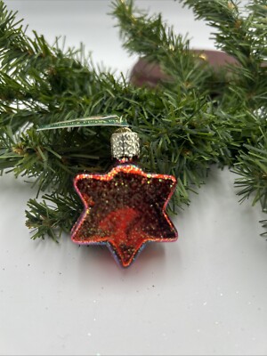 Old World Christmas Small Patriotic Star Ornament - Red 2001