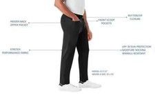 Member's Mark Men's Benton Performance Pant Slim Fit - Black - Size 38 x 30