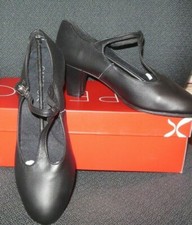 NEW Capezio t strap black Ladies sizes WIDE width Leather 2" heel theater