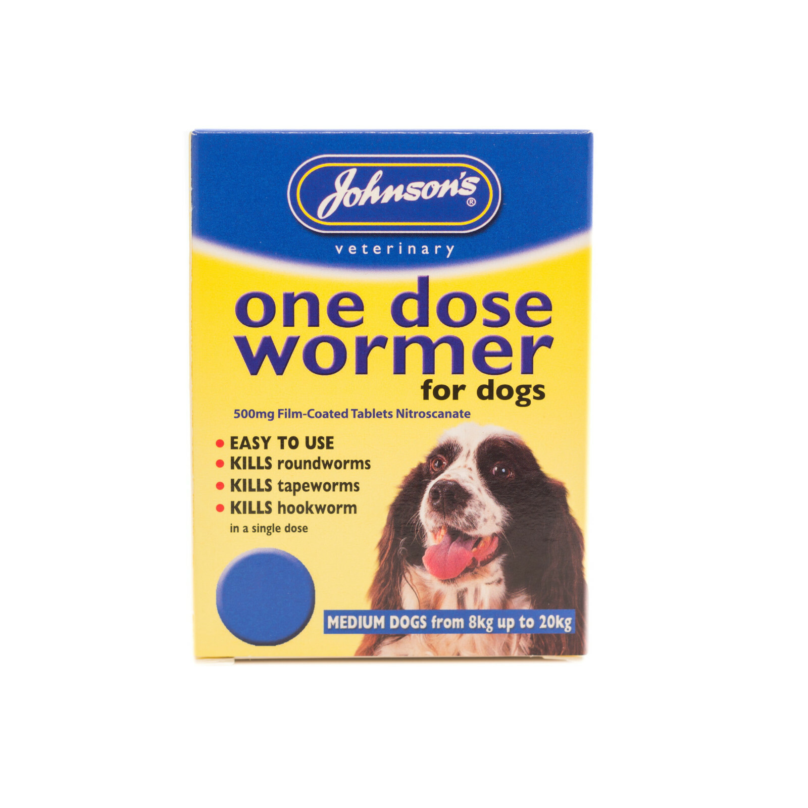 JOHNSONS EASY ONE DOSE WORMER FOR MEDIUM DOGS & PUPPIES 820KG WORMING