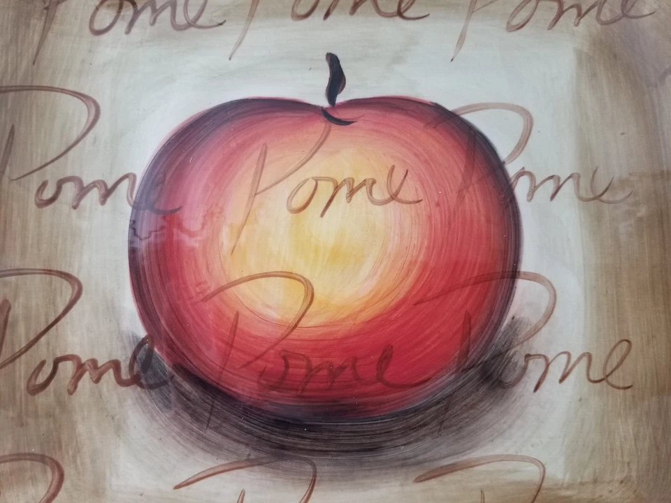 Fruition by Table Tops Unlimited Square Hand Painted Apple Dinner Plate New - Image 2 of 4
