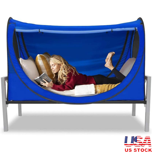 Privacy Bed Tent Portable Pop Up Tent Twin Bed Instant Setup Privacy Space Blue