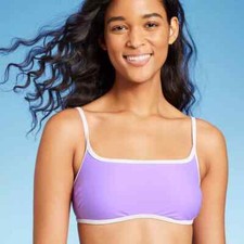 Wild Fable Women's Colorblock Square Neck Bralette Bikini Top Purple Small 4-6