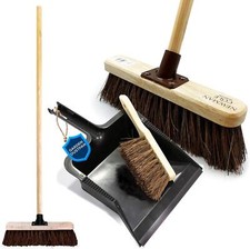 Dustpan Brush Broom Set Garden Sweep Cleaning Sweeping Stiff Hard Long Handled