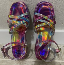 Steve Madden Girls Shoes Crazy Wedge Sandal Size 4 .