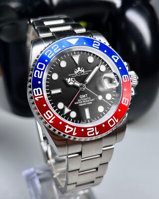 40mm Red Blue GMT, Sapphire Crystal, Seiko NH34 Movement, 200m WR