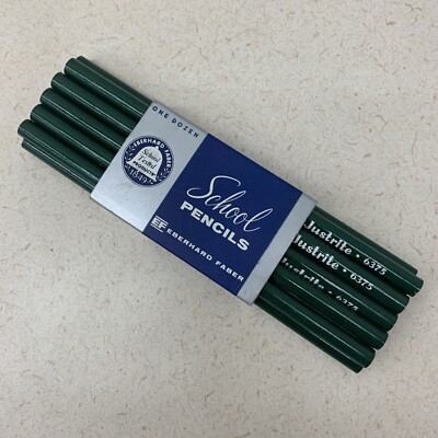 Vintage Pencils EF Everhard Faber Green Round 6375  11 School Justrite Rare
