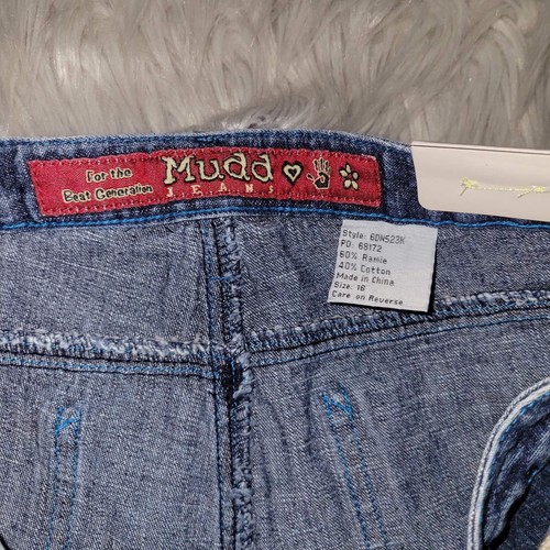 NEW Mudd Jeans Shorts Blue Denim Dark Sandblast Girls Size 16 Regular - Picture 2 of 9