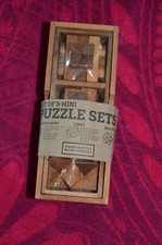 Set of 3 mini puzzle sets, handcrafted wood puzzles - NIB