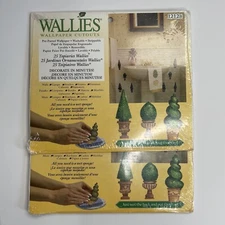 Lot of 2 Wallies Wallpaper Cutouts 25 Topiaries Pre-Pasted Greenery Bushes 12128