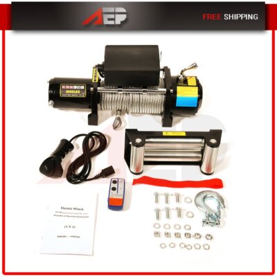 8000lbs/3629kg 12V Electric Recovery Winch Truck SUV Durable Remote Control