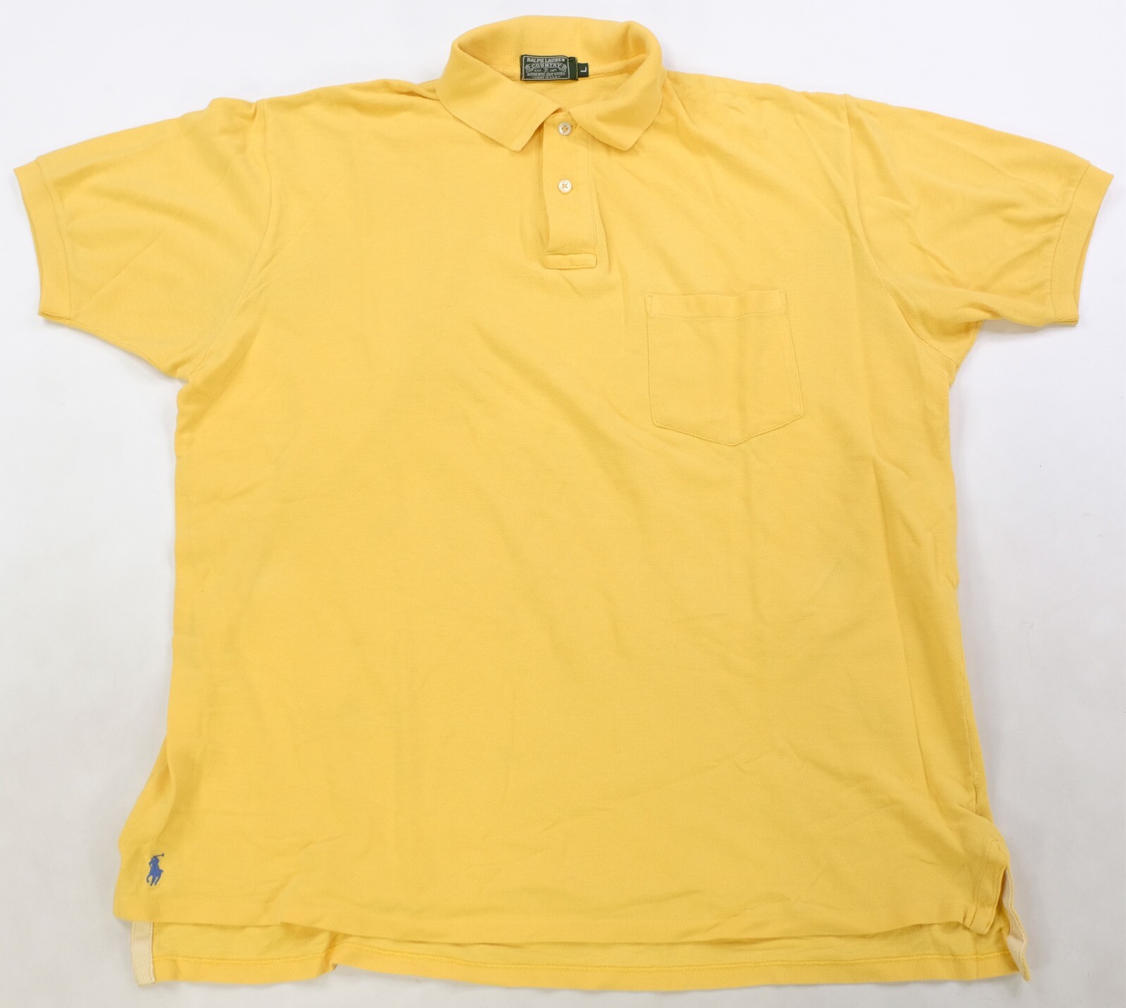 Rara Camicia Vintage Polo Country Ralph Lauren Small Pony Tasca Colletto Anni '90 Gialla L