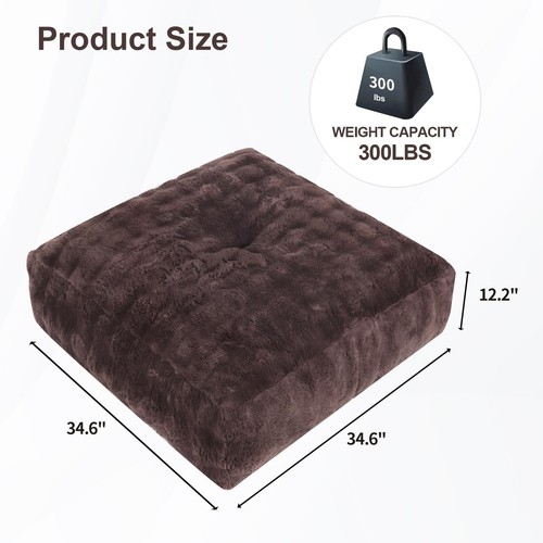 Pouf quadrato pouf pouf, comodo poggiapiedi da pavimento pigro con imbottitura in memory foam, fluf... - Foto 2 di 8