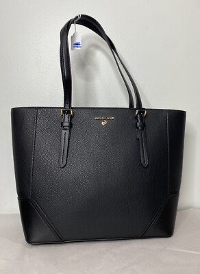 MICHAEL MICHAEL KORS Aria Large Black Leather Tote Handbag AUTHENTIC NWT 