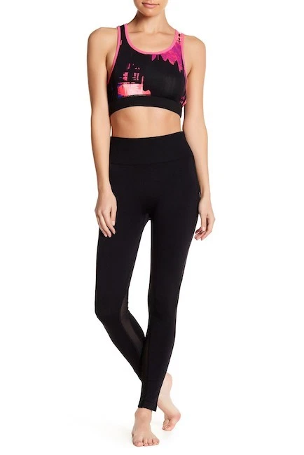 Stylish Black Mesh Panel Legging