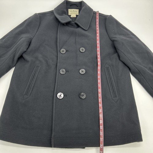 L.L. Bean Wool Peacoat Men's L-Reg Black Bellandi Italian Fabric Thinsulate - Picture 9 of 14