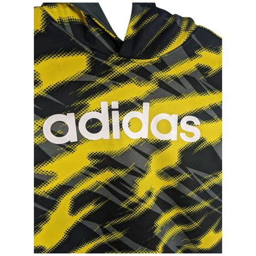 Adidas Kids Hoodie Size Small 8 BlackYellow Stripes Wavy Youth Soccer Sweatshirt - Picture 5 of 8