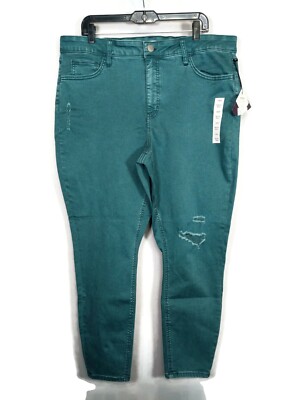 Ava & Viv Green High Rise Skinny Distressed Stretch Denim Jeans