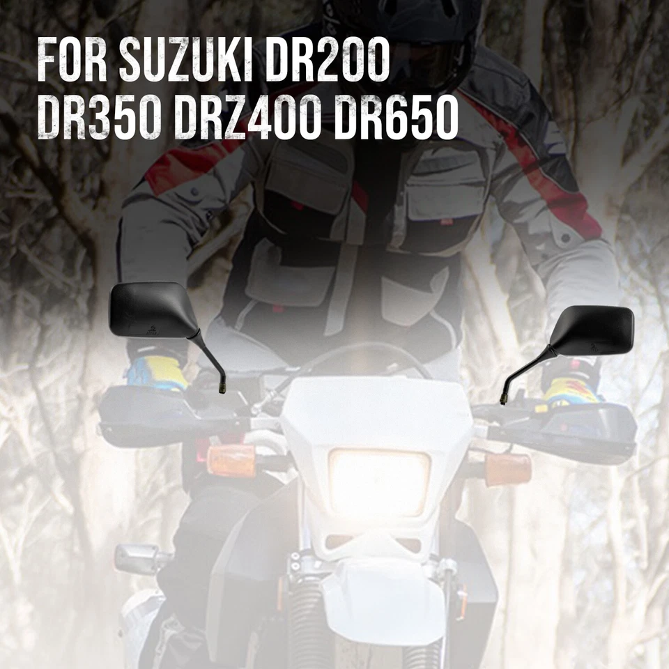 Пара черных зеркал заднего вида для мотоцикла Suzuki DR200 DR350 DRZ400 DR650 - Изображение 2 из 4