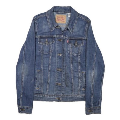 LEVI'S Damen Jeansjacke Blau M Baumwollmischung Knopfverschluss Classic Fit