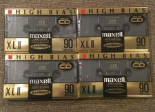 Maxell XLII-S 90 Audio Cassettes High Bias Black Magnetite Lot of 4 NIP - NOS